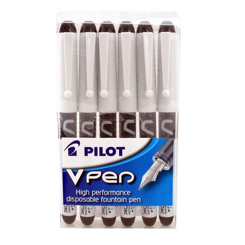 Fountain Pens Pilot V Pen Disposable Fountain Pen Blue Wallet (Pack 6)