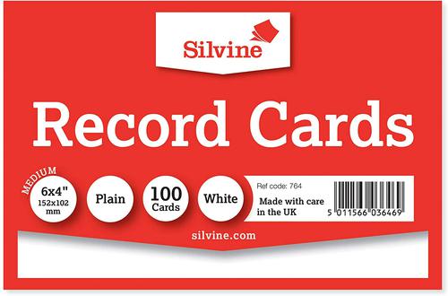 ValueX+Record+Cards+Plain+152x102mm+White+%28Pack+100%29+-+764
