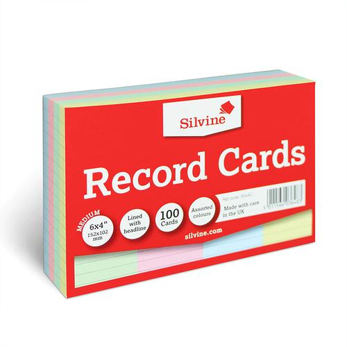 ValueX+Record+Cards+Ruled+152x102mm+Assorted+Colours+%28Pack+100%29+-+564AC