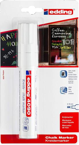 edding 4090 Chalk Marker Chisel Tip 4-15mm Line White - 4-4090-1-1049