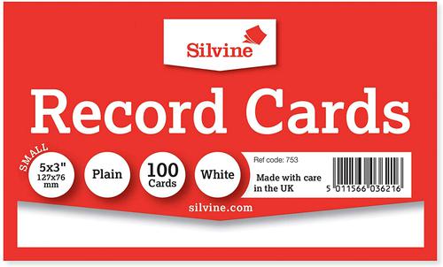 Record Cards ValueX Record Cards Plain 127x76mm White (Pack 100)