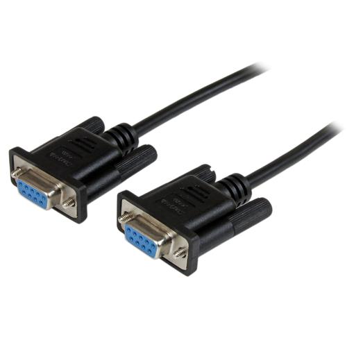 2m Black DB9 RS232 Null Modem Cable
