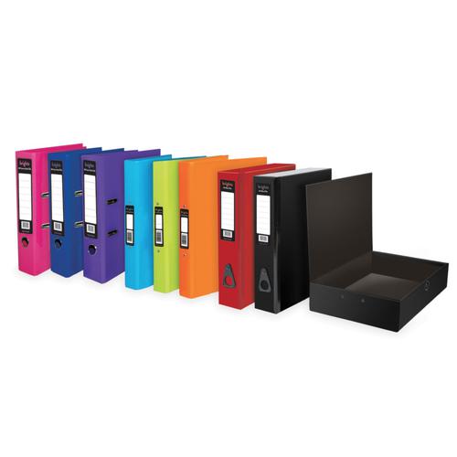 Box Files Pukka Brights Box File Laminated Paper on Board Foolscap 75mm Spine Width Catch Closure Assorted (Pack 10) BR-9450