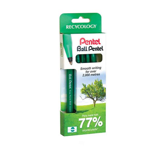 Pentel Ball Rollerball Pen 0.8mm Tip 0.4mm Line Black/Blue/Green/Red (Pack 4)