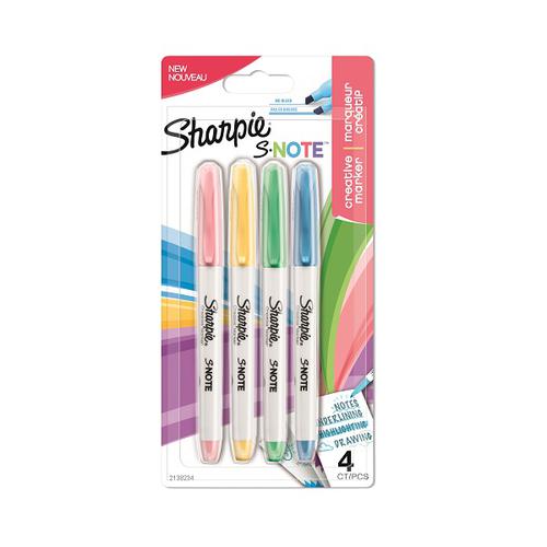 Sharpie S-Note Creative Permanent Marker Chisel Tip Assorted Colours (Pack 4) 2138234