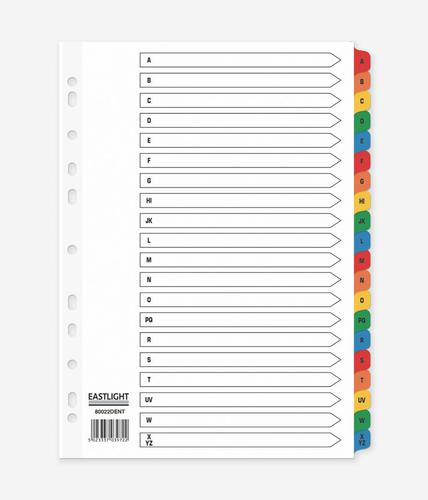 Indexes ValueX Index A-Z A4 Card White with Coloured Mylar Tabs