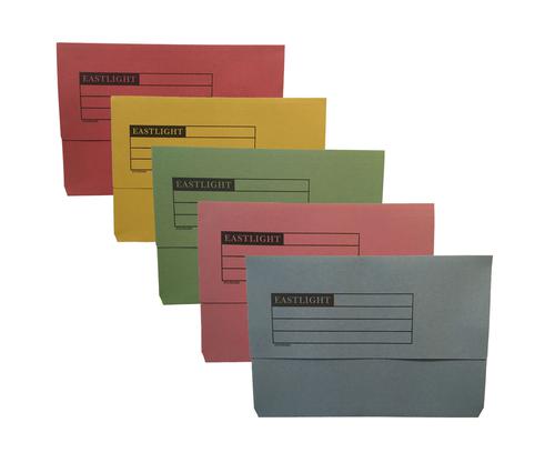 Document Wallets ValueX Document Wallet Manilla Foolscap Half Flap 250gsm Assorted (Pack 50)