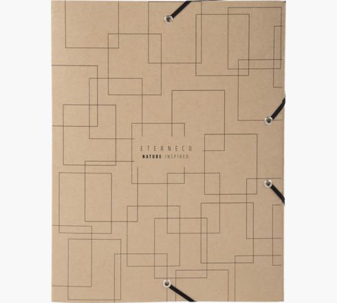 Exacompta Eterneco Filing Box Coated Card A4 40mm Spine Width Elastic Closure Brown Geometrical Design (Pack 8)