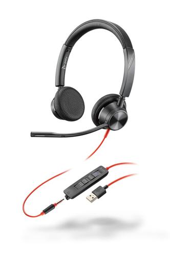 Poly Blackwire 3325 USB A Wired Stereo Binaural Headset 3.5mm Jack 20 to 20000 Hz Frequency Certified for Microsoft Teams