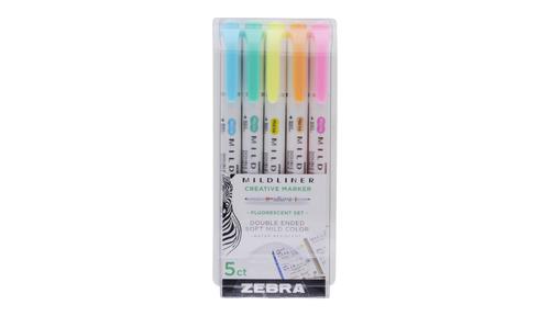 Zebra Mildliner Twin Tip Highlighter Marker Assorted Pastel (Pack 5) 2597