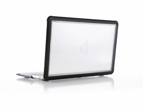STM Dux 13 Inch Apple Macbook Air Retina 2018 2020 Notebook Case Transparent Black Slim and Lightweight Textured Friction Rubber Feet Ventilated Base