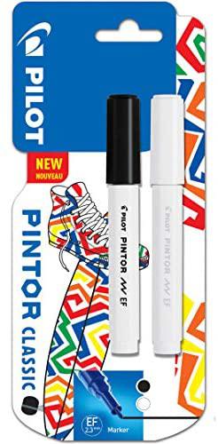 Pilot Pintor Extra Fine Bullet Tip Paint Marker 2.3mm Black and White Colours (Pack 2) 3131910536833