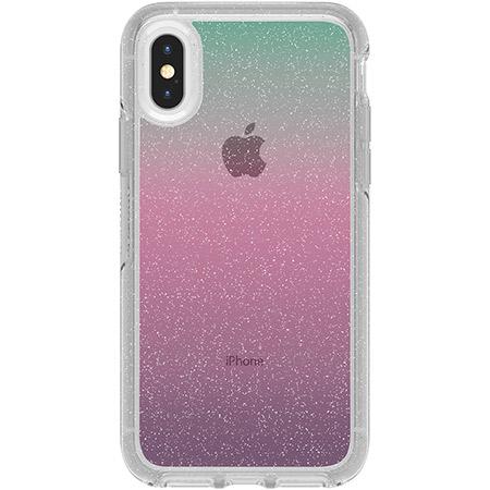 OtterBox Symmetry Series Clear Gradient Energy Graphic Teal Purple Pink Glitter Phone Case for Apple iPhone X XS