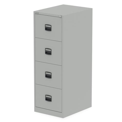 Qube+by+Bisley+4+Drawer+Filing+Cabinet+Goose+Grey+BS0010