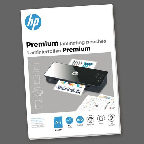 Laminating Film & Pockets HP Premium Laminating Pouches A4 80 micron (Pack 100) 9123