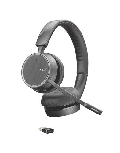 Poly Voyager 4220 UC Wireless Stereo Binaural Headset Bluetooth 4.1 Boom Microphone 32 Ohm Impedance Uni Directional 94 dB Sensitivity