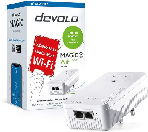 Cables & Adaptors Devolo Magic 2 WiFi Next Add-On Adapter 2x LAN Pass Thru Multi User MIMO Technology Plug and Play