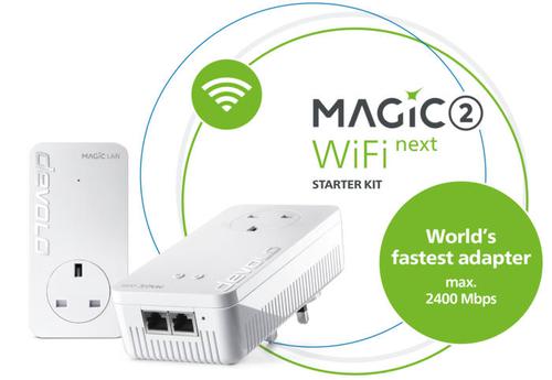 Devolo Magic 2 WiFi Next Starter Kit 2x LAN Pass Thru 2x Plugs Multi User MIMO Technology Plug and Play