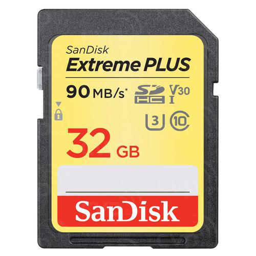 SanDisk 32GB Extreme Plus Class 10 UHS1 SDHC Memory Card Up to 90Mbs Read Spead Up to 60Mbs Write Speed