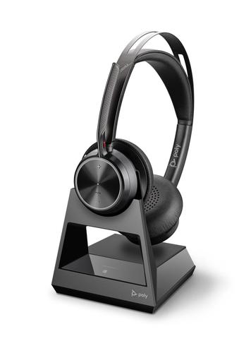 Headsets Poly Voyager Focus 2 Office CD USB A Stereo Headset with Charging Stand Bluetooth Advanced Digital Hybrid Active Noise Cancellation