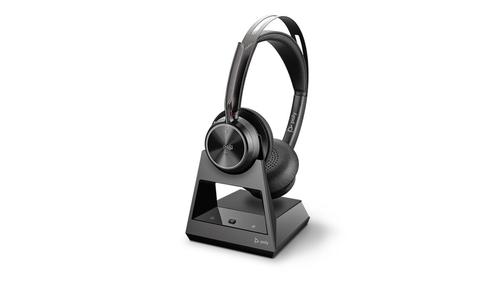 Headsets Poly Voyager Focus 2 Office USB A Headset with Charging Stand Bluetooth Advanced Digital Hybrid Active Noise Cancellation Microsoft Teams Certified