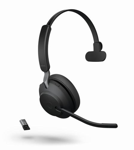 Headsets Jabra Evolve 2 65 UC Bluetooth 5.0 USB A Noise Isolating On Ear Mono Headset DSP Function Boom Microphone