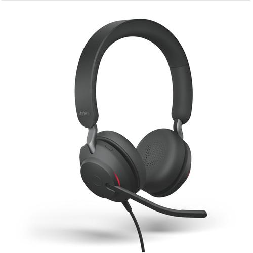 Headsets Jabra Evolve 2 40 USB A Wired Noise Isolating Stereo Headset DSP Function Boom Microphone Certified for Microsoft Teams