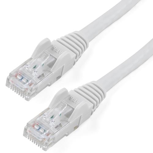 Cables & Adaptors StarTech 100ft White CAT6 Gigabit Ethernet 650MHz 100W PoE RJ45 UTP Network Patch Cable Snagless