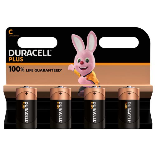 C Duracell Plus C Alkaline Batteries (Pack 4) MN1400B4PLUS