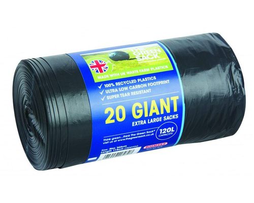 Bin Bags & Liners The Green Sack Extra Large Refuse Sacks 120 Litre Roll 20 Sacks 0703128