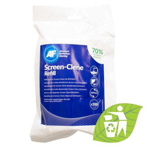 Screen AF PC Screen Cleaning Wipes Eco Refill Pouch (Pack of 100) SCR100R