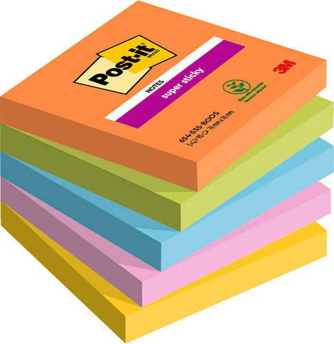 Super Sticky Post it Super Sticky Notes Boost Colours 76x76mm 90 Sheets (Pack of 5) 7100258933