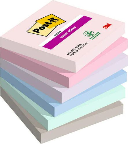 Super Sticky Post it Super Sticky Notes Soulful Colours 76x76mm 90 Sheets (Pack of 6) 7100259204