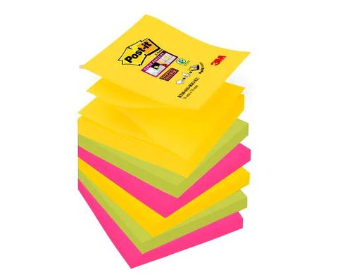 Super Sticky Post it Super Sticky Z Notes Carnival Colours 76x76mm 90 Sheets (Pack of 6) 7100147840