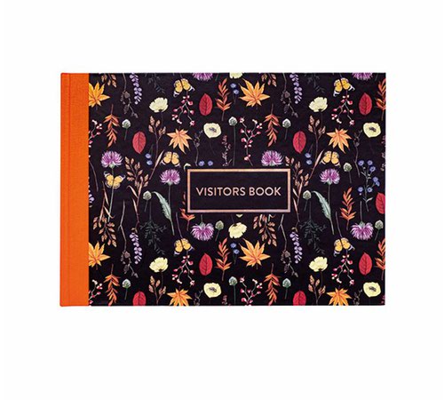 Visitors Books Pukka Bloom Visitors Book A4 Black Floral 9687-BLM