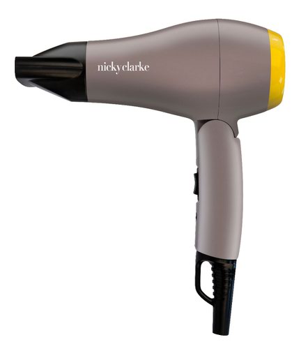 Nicky Clarke NTD101 1200W Travel Hair Dryers with 2 Heat Settings Grey Black and Yellow