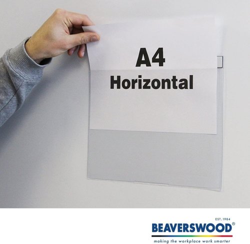 Beaverswood Magnetic Industrial Strength Document Pockets A4 Horizontal Clear (Pack 10) - MP4H/10 Beaverswood Magnetic Industrial Strength Document Pockets A4 Horizontal Clear (Pack 10) - MP4H/10
