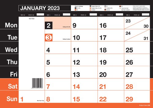 Calendars ValueX Monthly Memo Calendar A3 2023 A3M