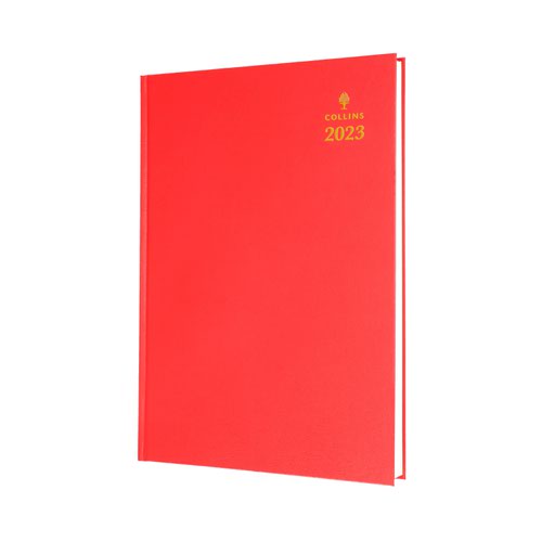 Collins 40 Desk Diary A4 Week To View 2023 Red 40.15-23