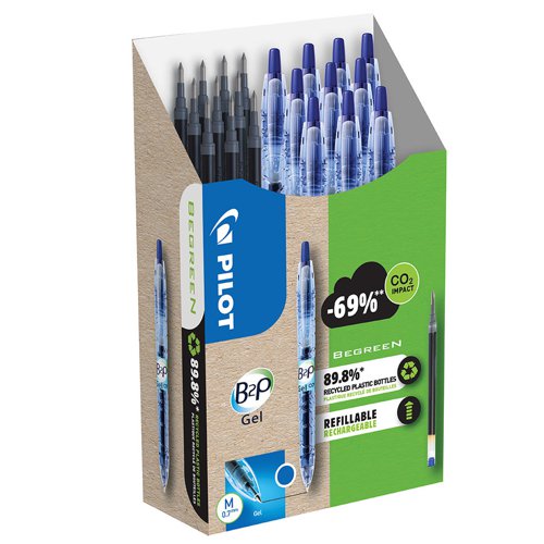 Ball Point Pens Pilot Ballpoint Ecoball Medium 1.0mm Blue Greenpack 10 x Pens + 10 Refills BLACK PK10 3131910586579