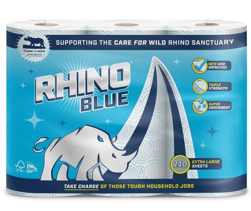 Rhino Blue Kitchen Roll 3 Ply (Pack 3) 1105233
