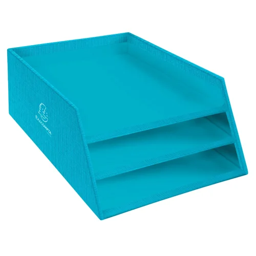 Teksto Letter Tray Cardboard 3 Level Turquoise 13457D