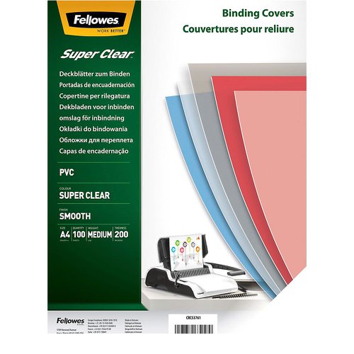 Fellowes Clear Presentation Binding Covers, 8 1/2 11, Clear, Pack Of 100