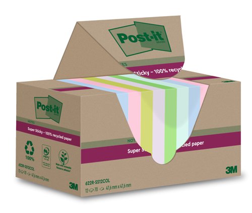Post-it Super Sticky Notes Pack of 3 3 Inch Assorted