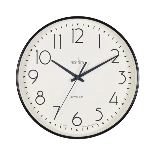 Acctim Earl Quartz Non-Ticking Silent Sweep Wall Clock 250mm Diameter Black - 22563 Acctim Earl Quartz Non-Ticking Silent Sweep Wall Clock 250mm Diameter Black - 22563