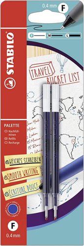 STABILO PALETTE Gel Rollerball Refill 0.4mm Line Blue 2pc (Blister 2) B-55616-5