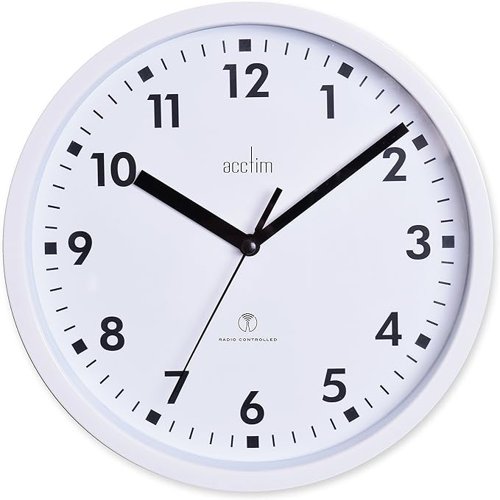 Acctim Nardo Radio Controlled Wall Clock 200mm Diameter White - 74662 Acctim Nardo Radio Controlled Wall Clock 200mm Diameter White - 74662