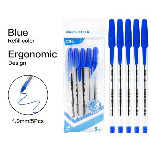 Deli EQ4 Ballpen Blue Pack 5 Deli EQ4 Ballpen Blue Pack 5