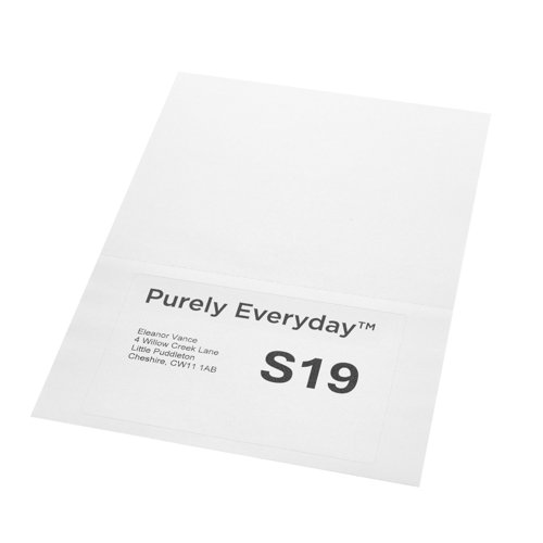 Purely Everyday A4 Single Integrated Label S19 Perforated One Integral Hotmelt Label 160 x 105mm White (Pack 1000) Purely Everyday A4 Single Integrated Label S19 Perforated One Integral Hotmelt Label 160 x 105mm White (Pack 1000)