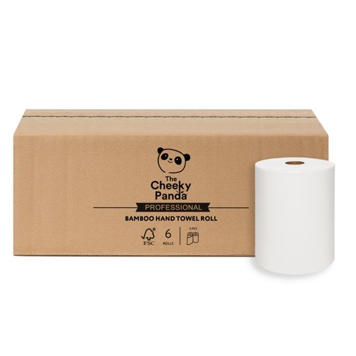 Cheeky Panda Sustainable Hard Wound Roll Bamboo Hand Towel 2ply 200m (Pack 6) - HANDTWRL6 Cheeky Panda Sustainable Hard Wound Roll Bamboo Hand Towel 2ply 200m (Pack 6) - HANDTWRL6